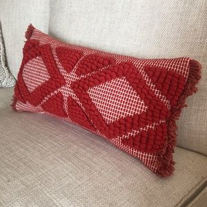 Accent pillow -  red and ivory - Boho style